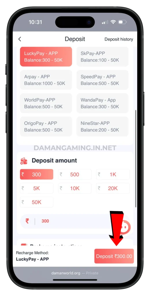 daman-deposit-page